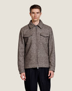 Gespikkeld Wollen Overshirt met Rits Heren 1