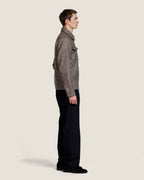 Gespikkeld Wollen Overshirt met Rits Heren 3