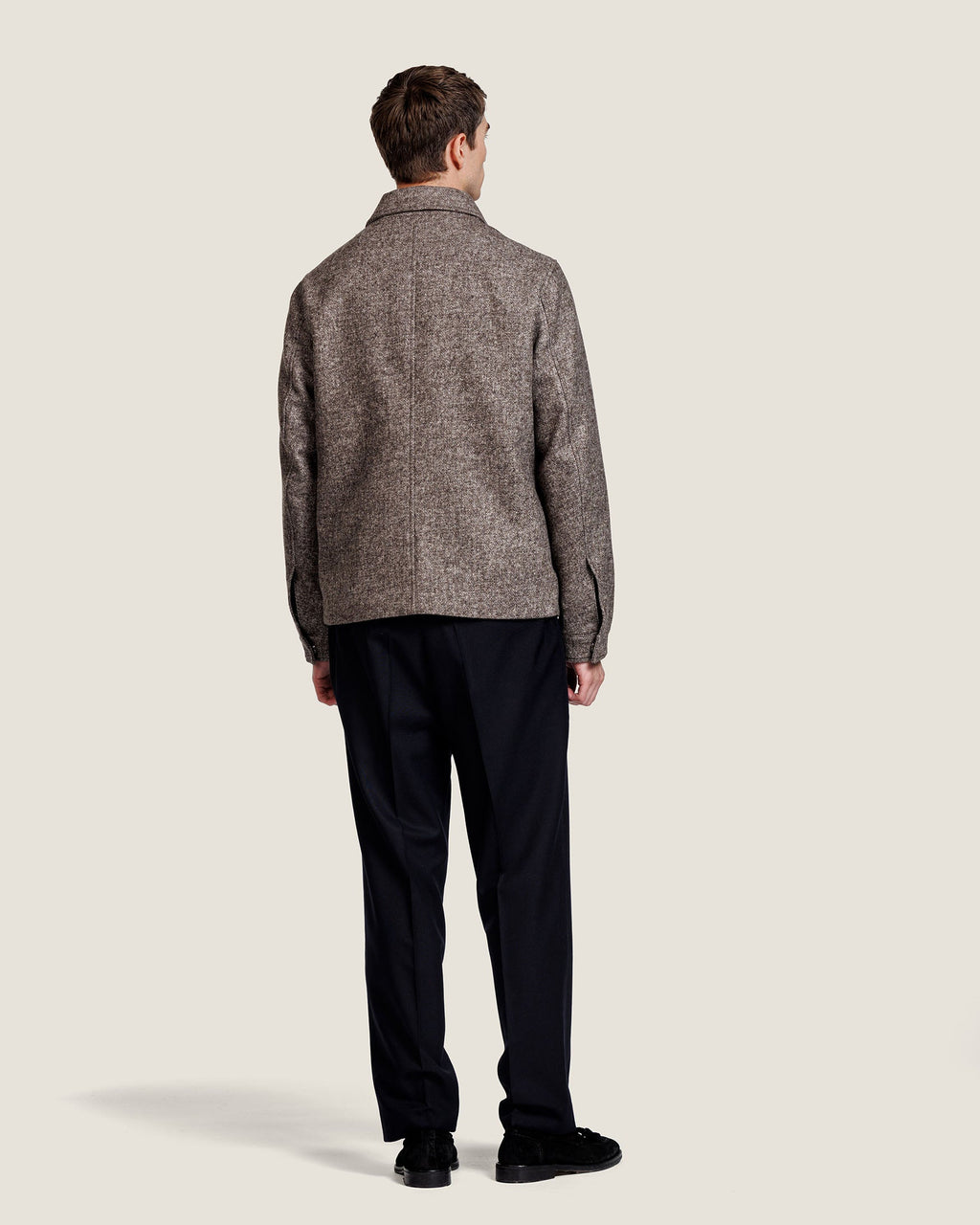 Gespikkeld Wollen Overshirt met Rits Heren 4