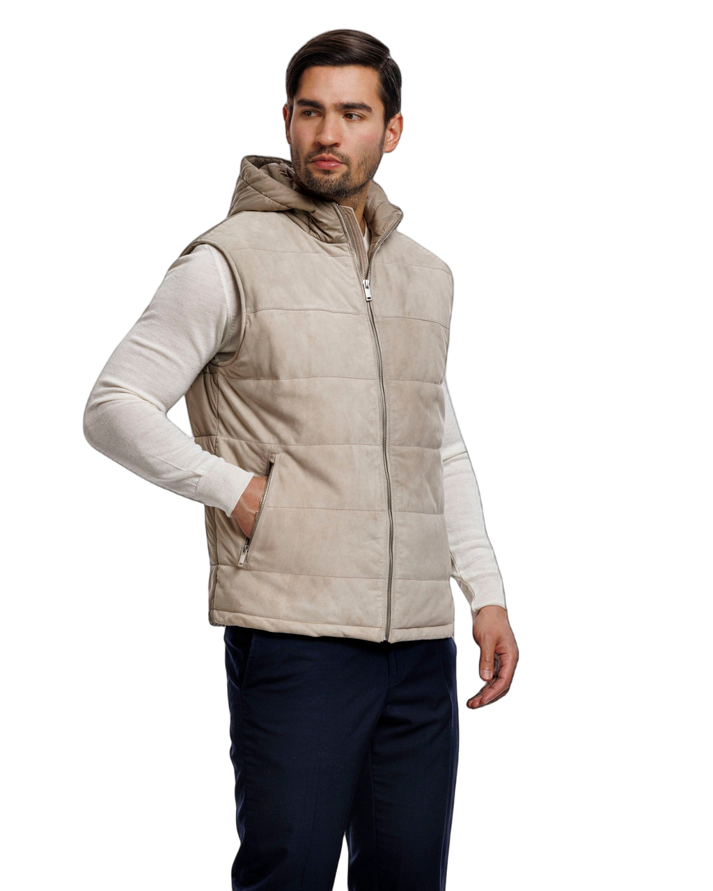 Gewatteerde Bodywarmer met Capuchon en Rits Heren 1