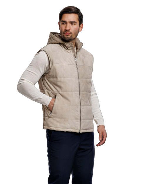 Gewatteerde Bodywarmer met Capuchon en Rits Heren 1