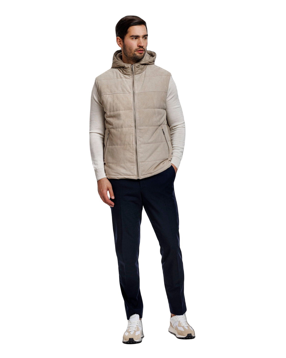 Gewatteerde Bodywarmer met Capuchon en Rits Heren 2