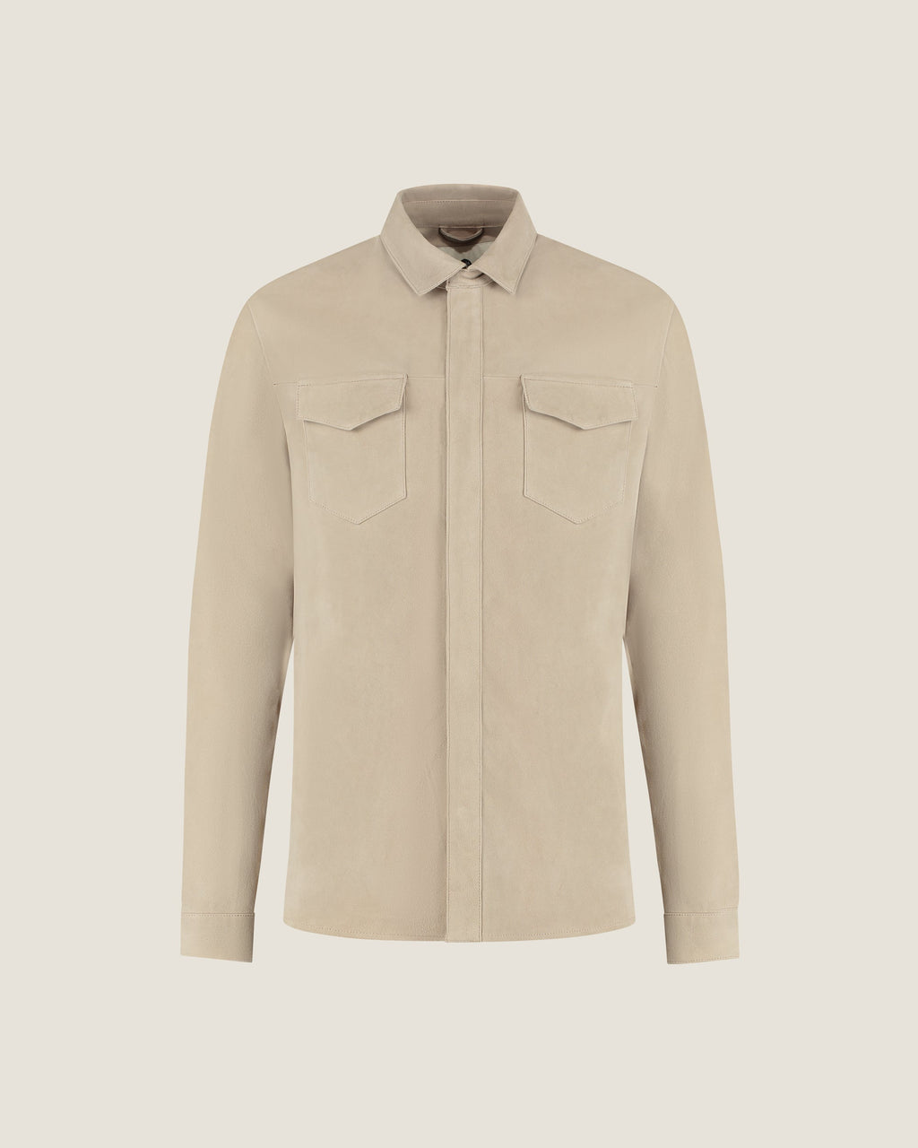 Suède Overshirt met Drukknopen en Borstzakken Heren 1