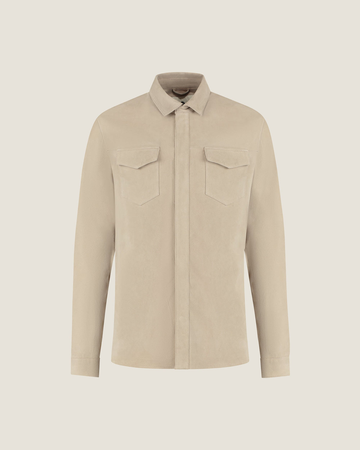 Suède Overshirt met Drukknopen en Borstzakken Heren 1