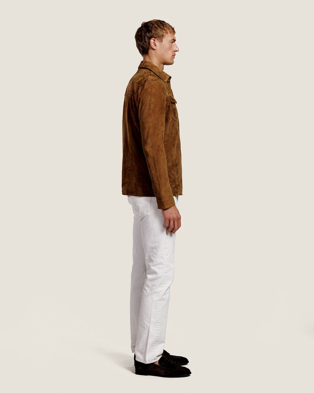 Suède Overshirt met Drukknopen en Borstzakken Heren 14