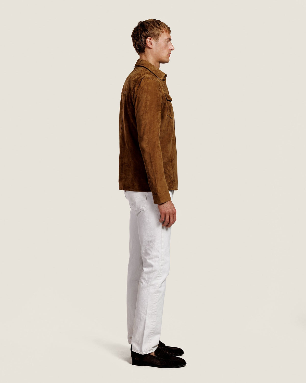 Suède Overshirt met Drukknopen en Borstzakken Heren 14