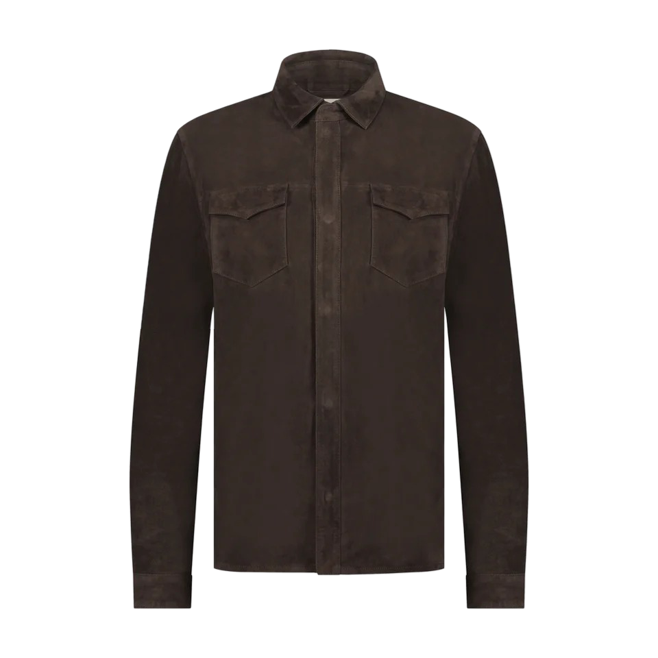 Suède Overshirt met Drukknopen en Borstzakken Heren 16