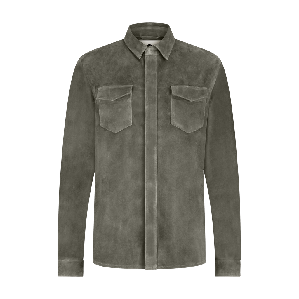 Suède Overshirt met Drukknopen en Borstzakken Heren 21