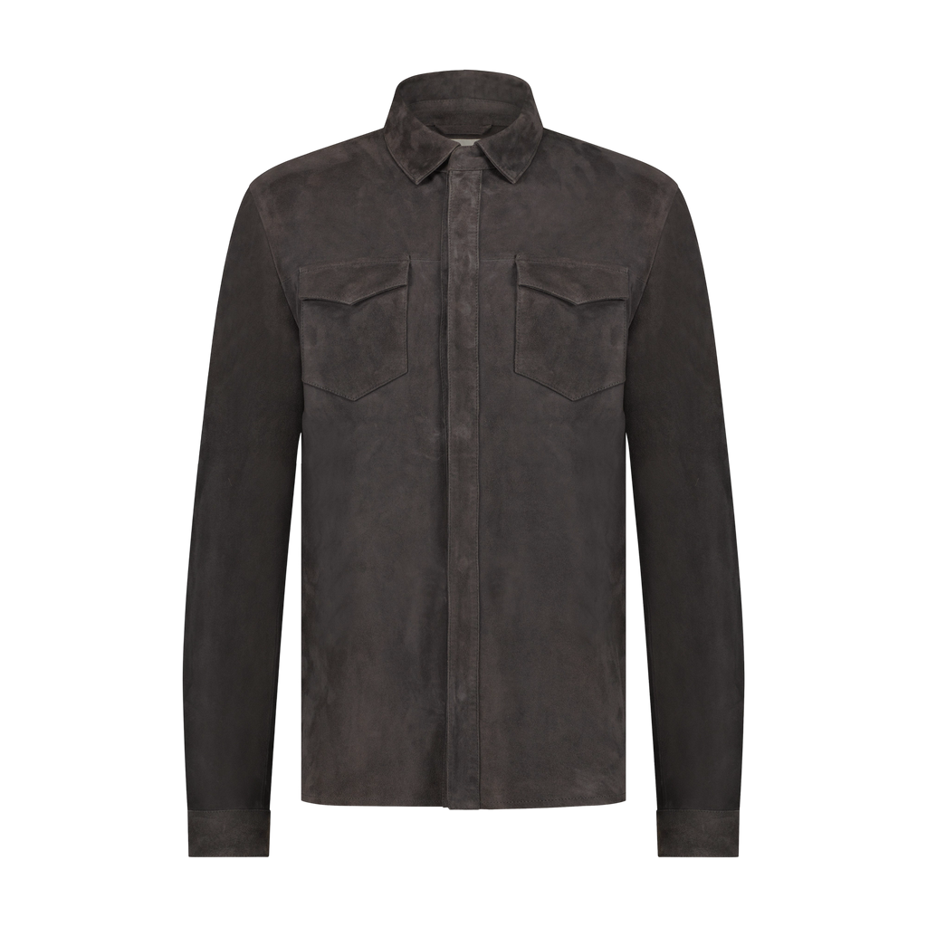 Suède Overshirt met Drukknopen en Borstzakken Heren 22