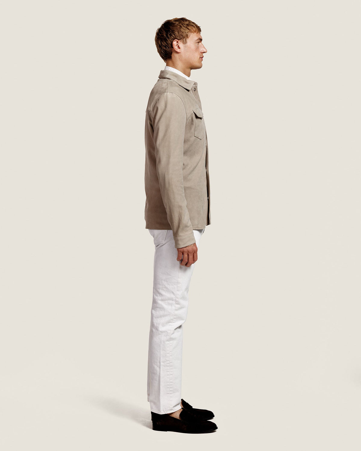 Suède Overshirt met Drukknopen en Borstzakken Heren 4