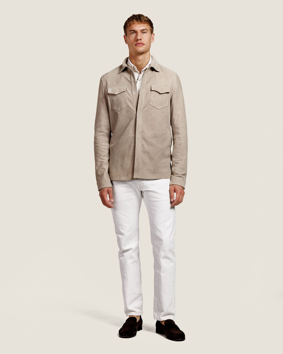 Suède Overshirt met Drukknopen en Borstzakken Heren 5
