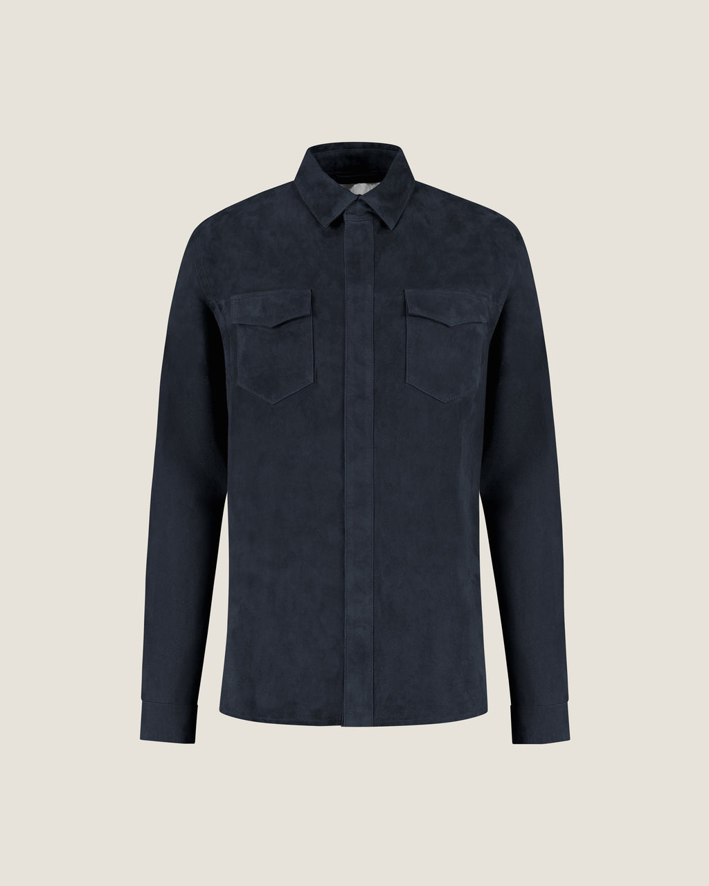 Suède Overshirt met Drukknopen en Borstzakken Heren 6