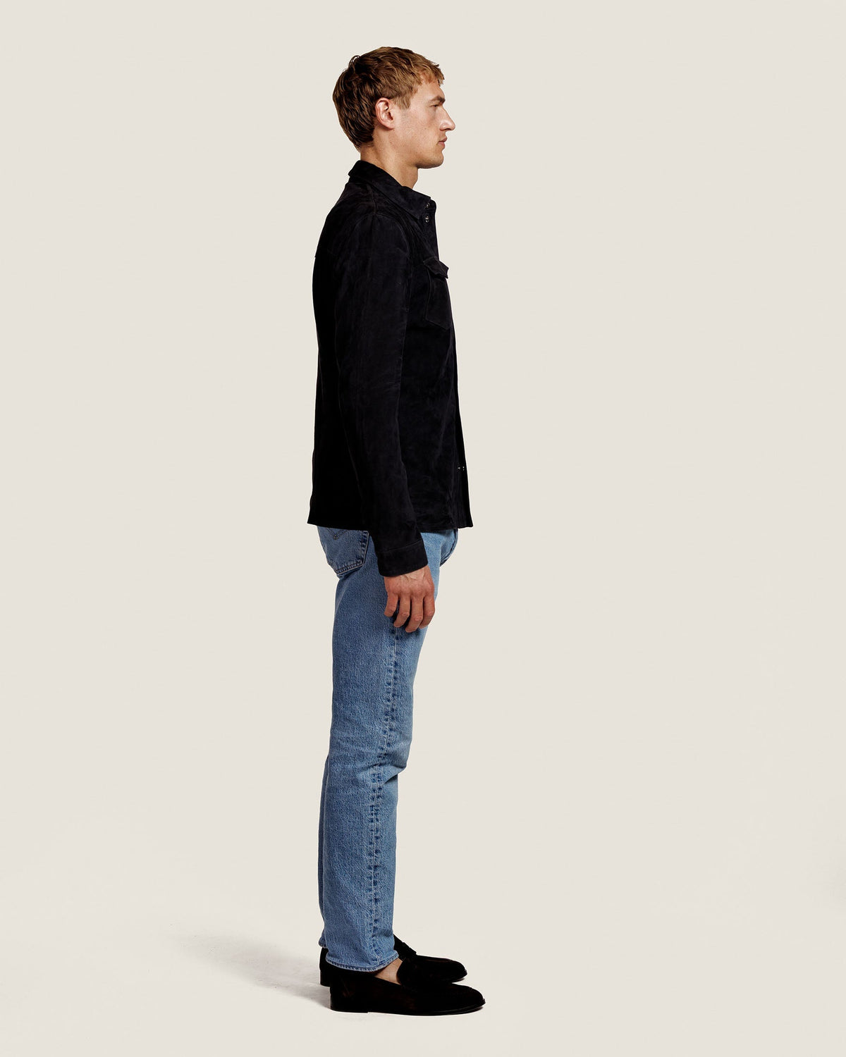 Suède Overshirt met Drukknopen en Borstzakken Heren 9