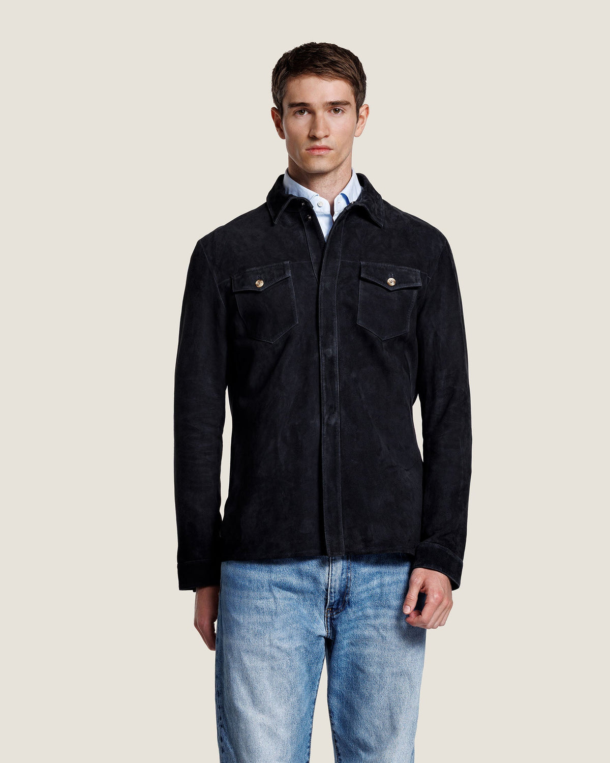 Suède Overshirt met Twee Kleppenzakken Heren 10