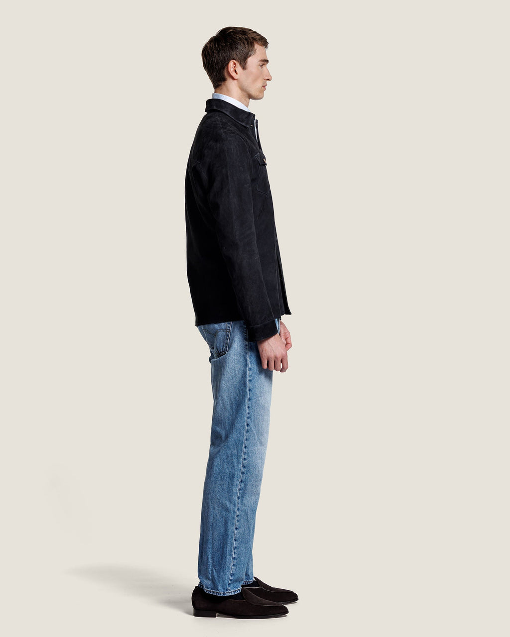 Suède Overshirt met Twee Kleppenzakken Heren 11