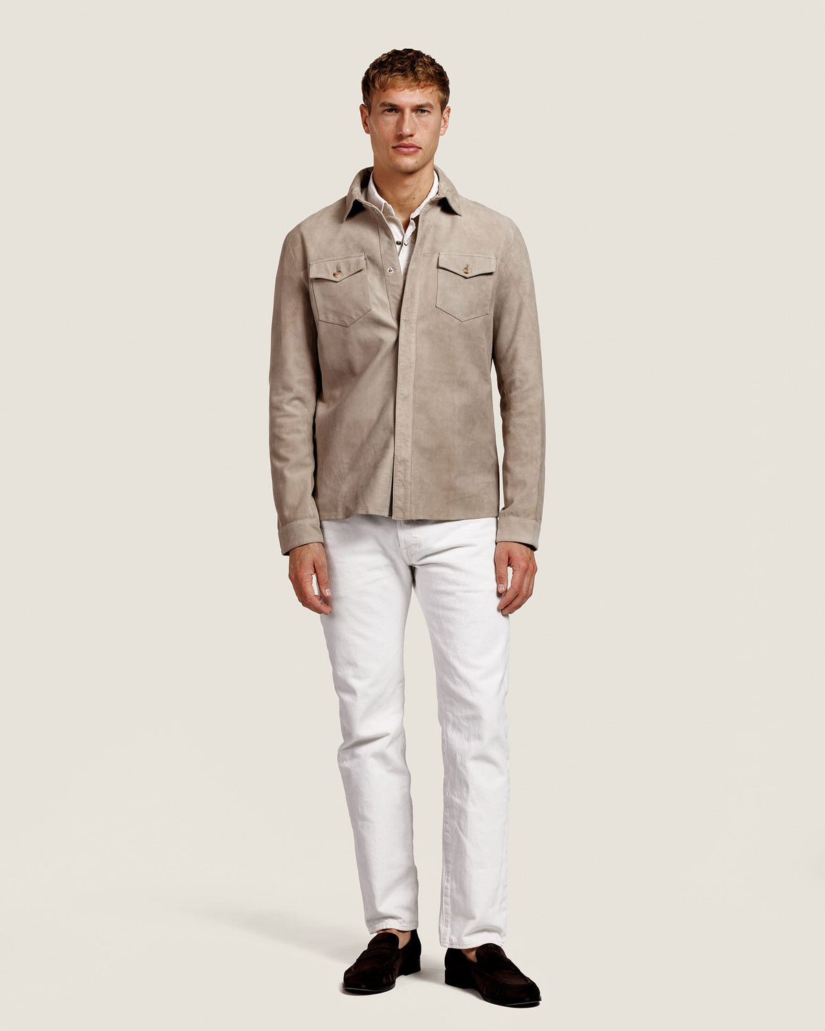 Suède Overshirt met Twee Kleppenzakken Heren 18