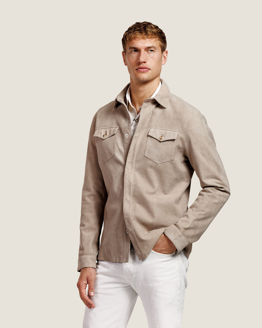 Suède Overshirt met Twee Kleppenzakken Heren 21