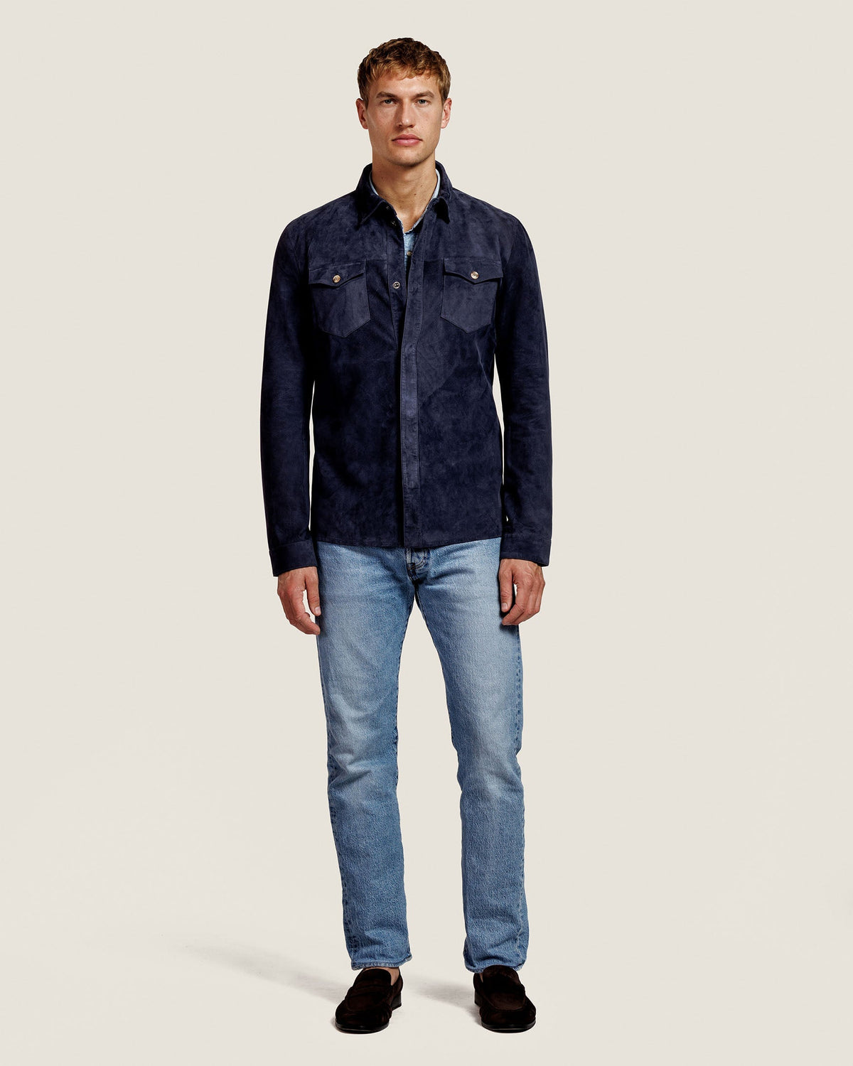 Suède Overshirt met Twee Kleppenzakken Heren 23