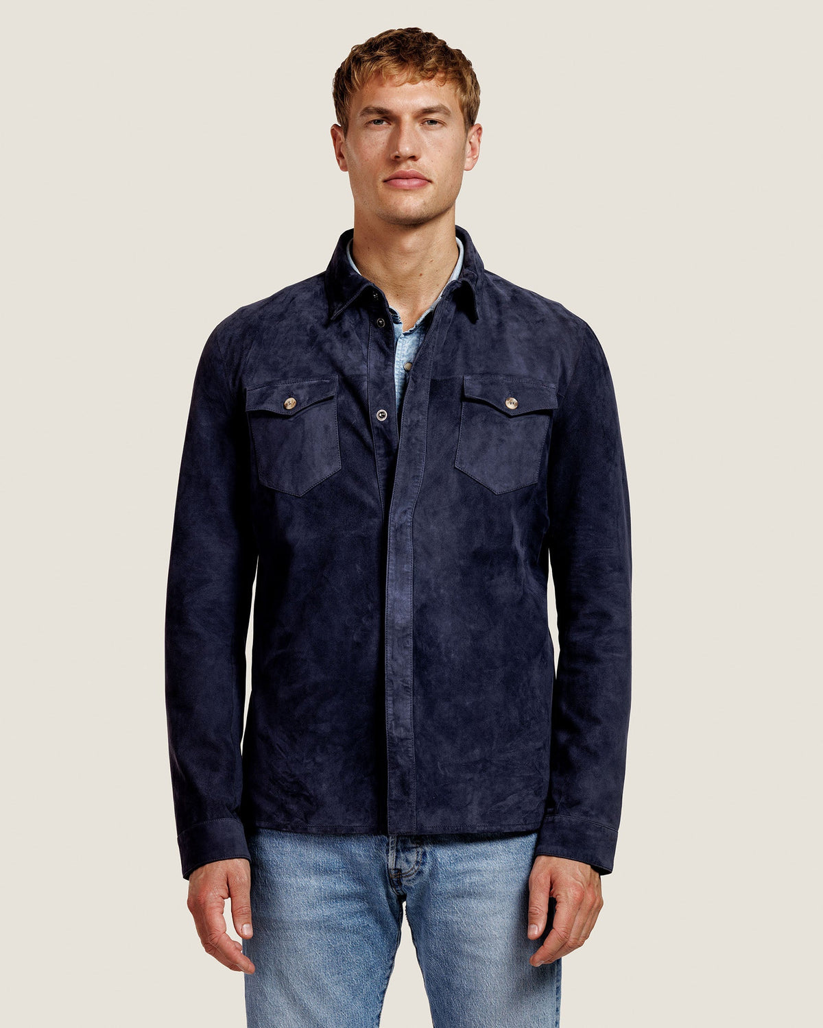 Suède Overshirt met Twee Kleppenzakken Heren 26