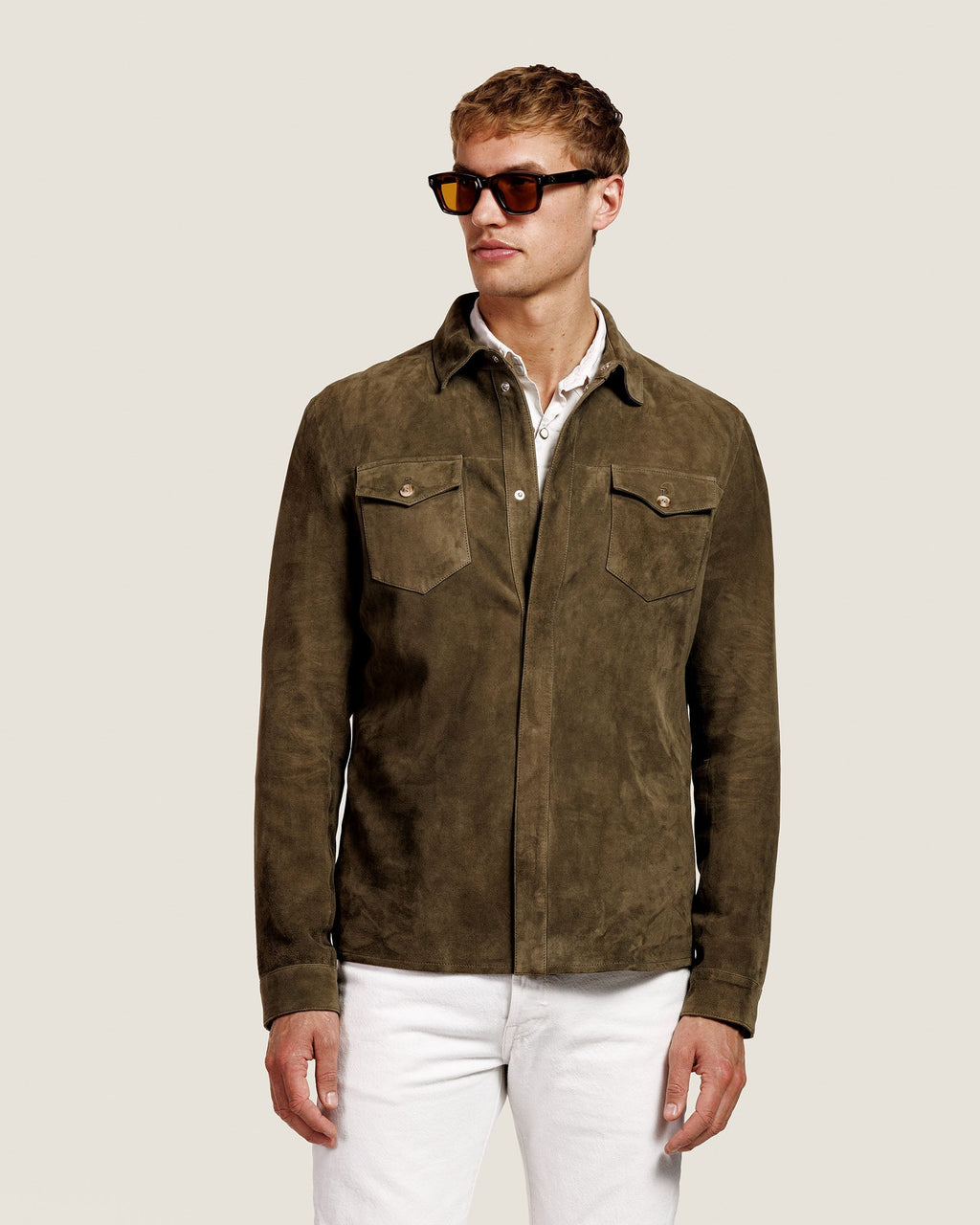 Suède Overshirt met Twee Kleppenzakken Heren 28