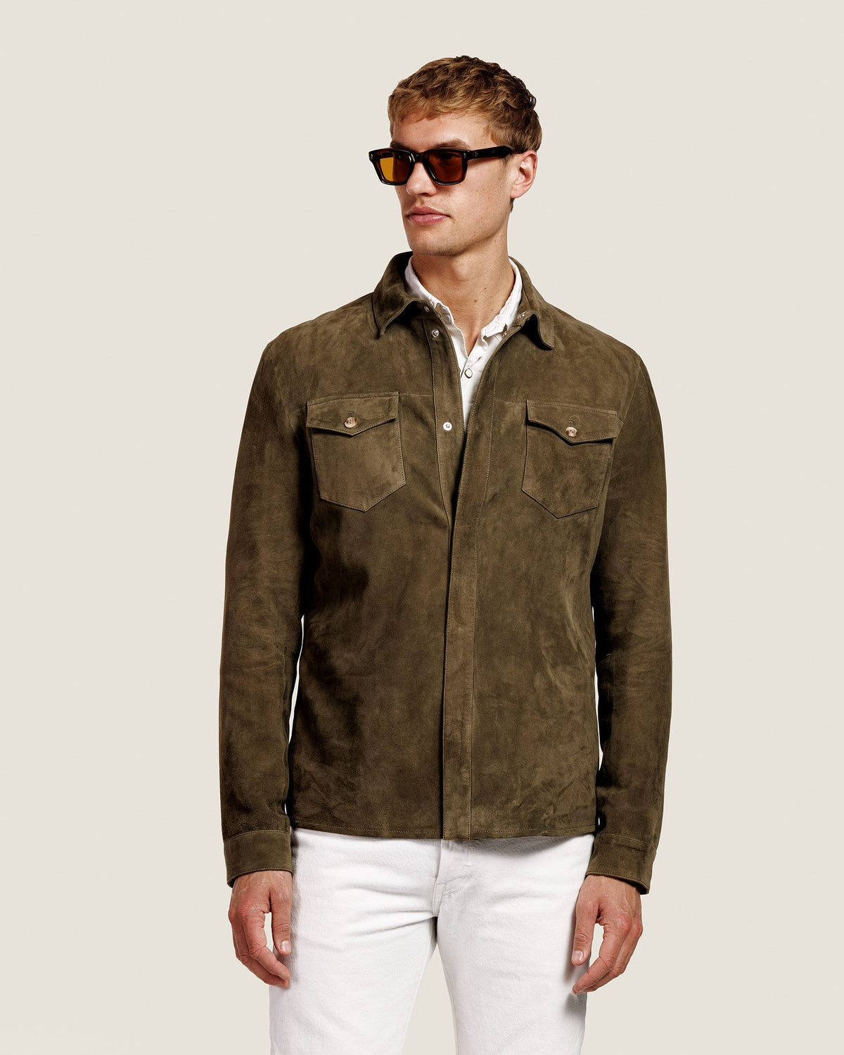 Suède Overshirt met Twee Kleppenzakken Heren 28