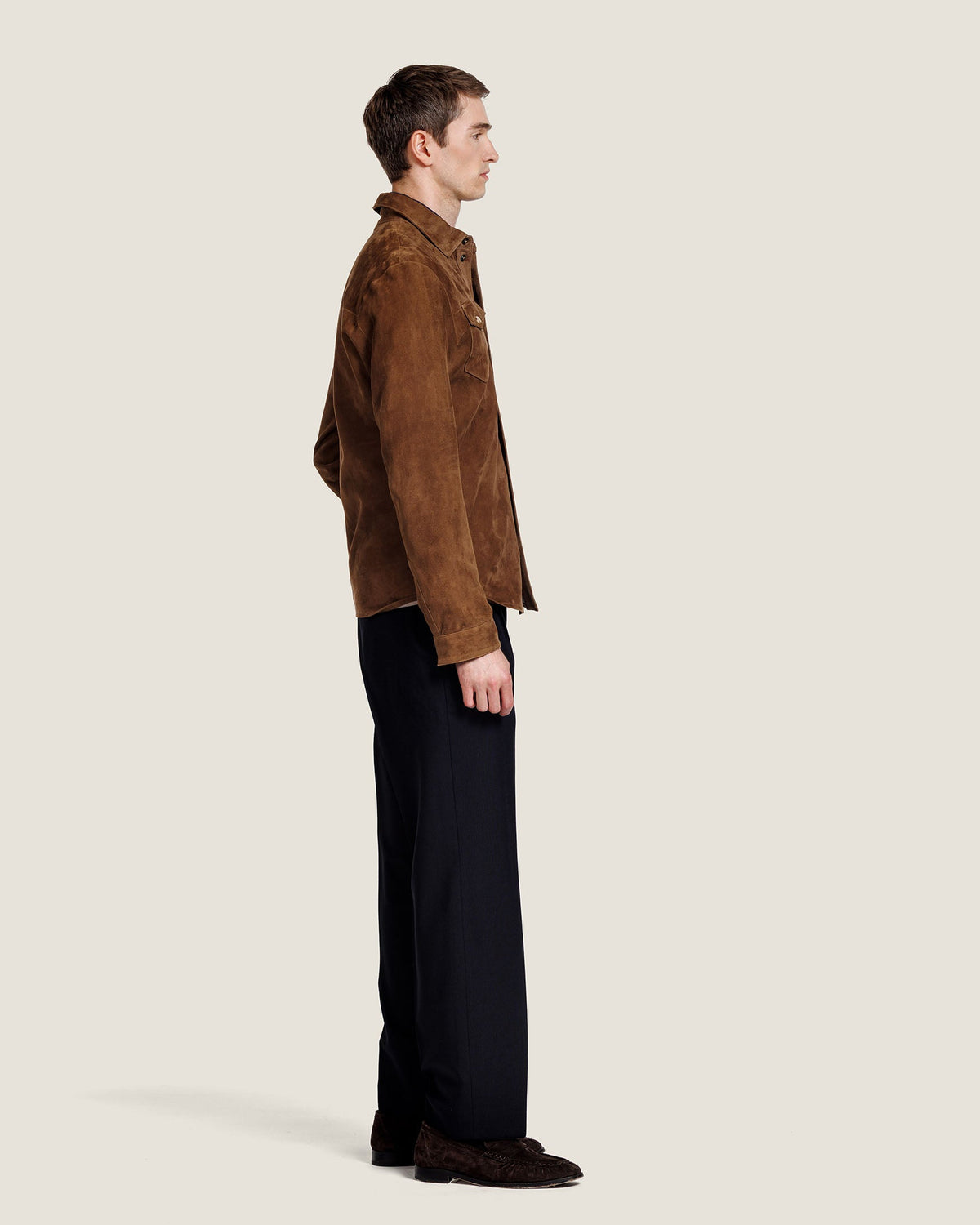 Suède Overshirt met Twee Kleppenzakken Heren 3
