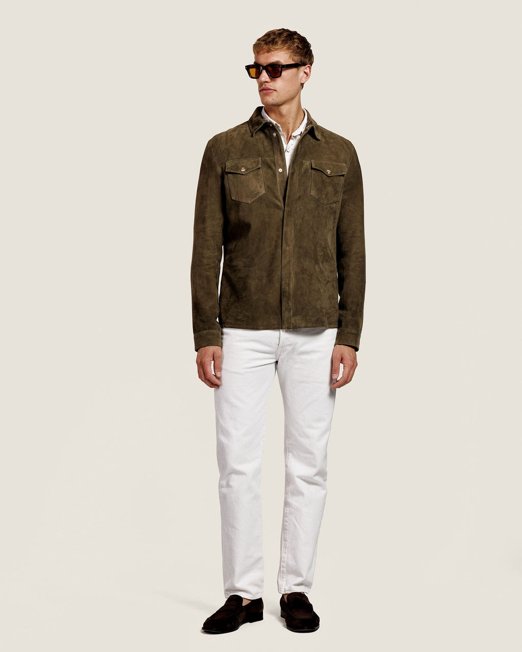 Suède Overshirt met Twee Kleppenzakken Heren 31