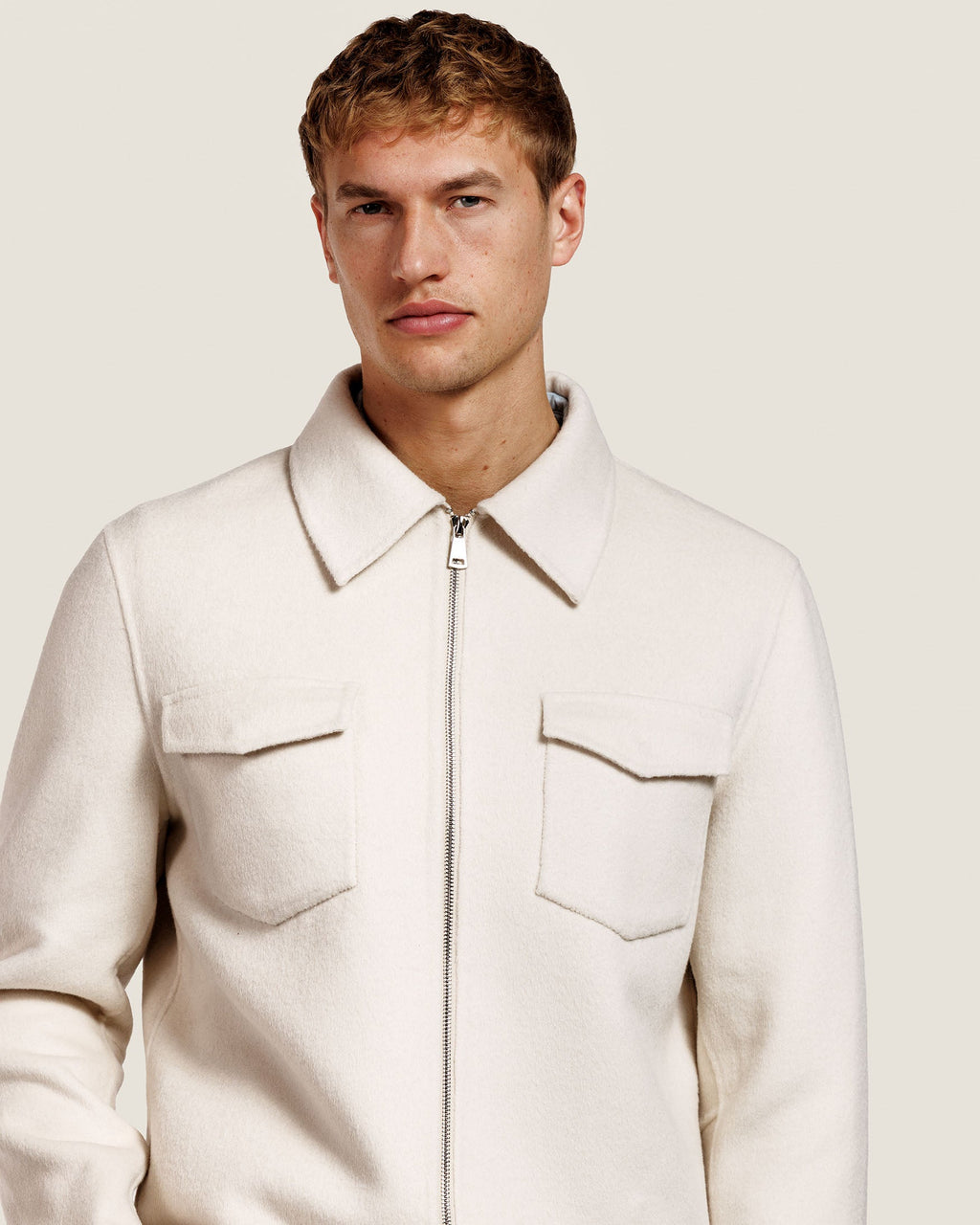 Wollen Overshirt met Rits en Borstzakken Heren 10