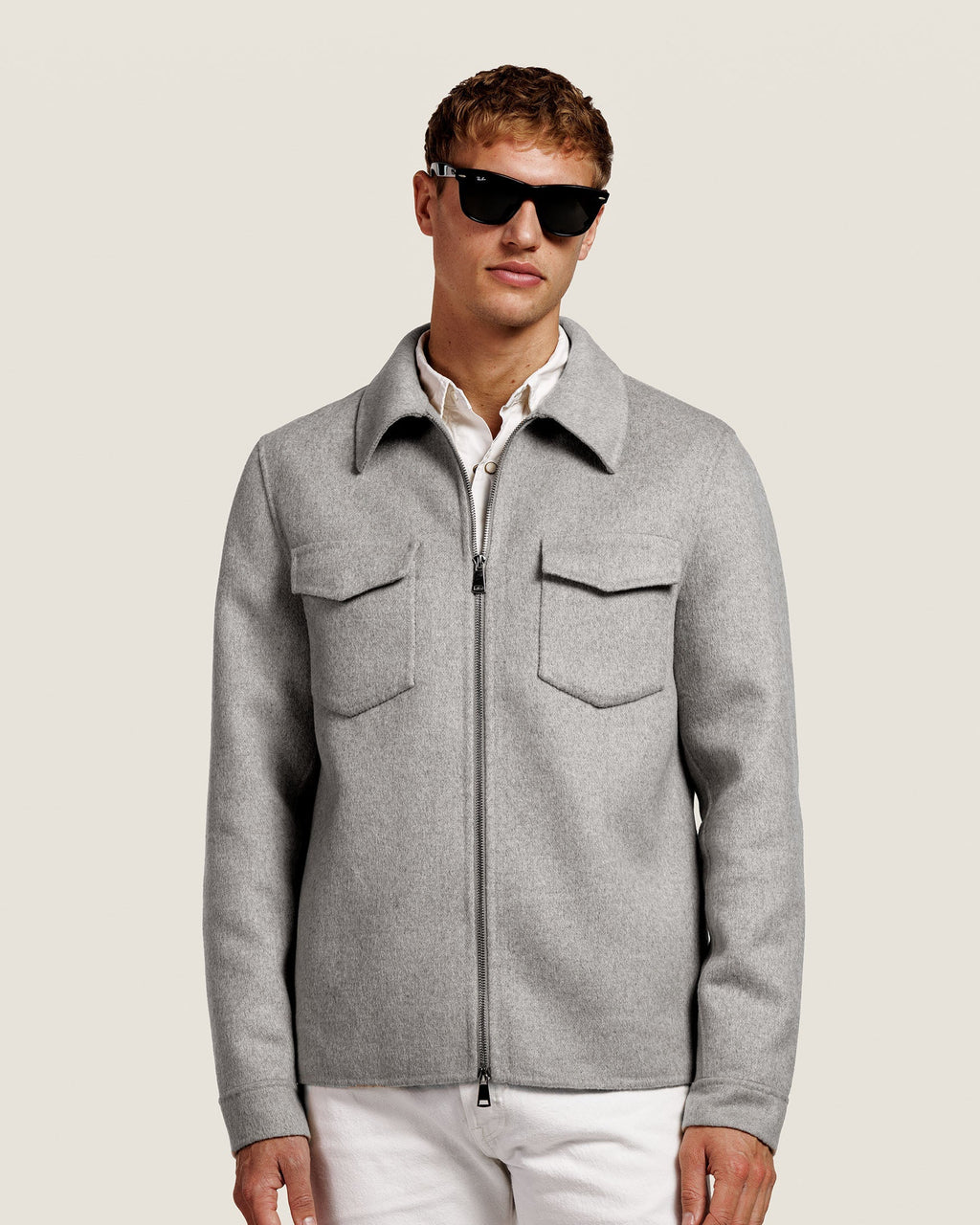Wollen Overshirt met Rits en Borstzakken Heren 14