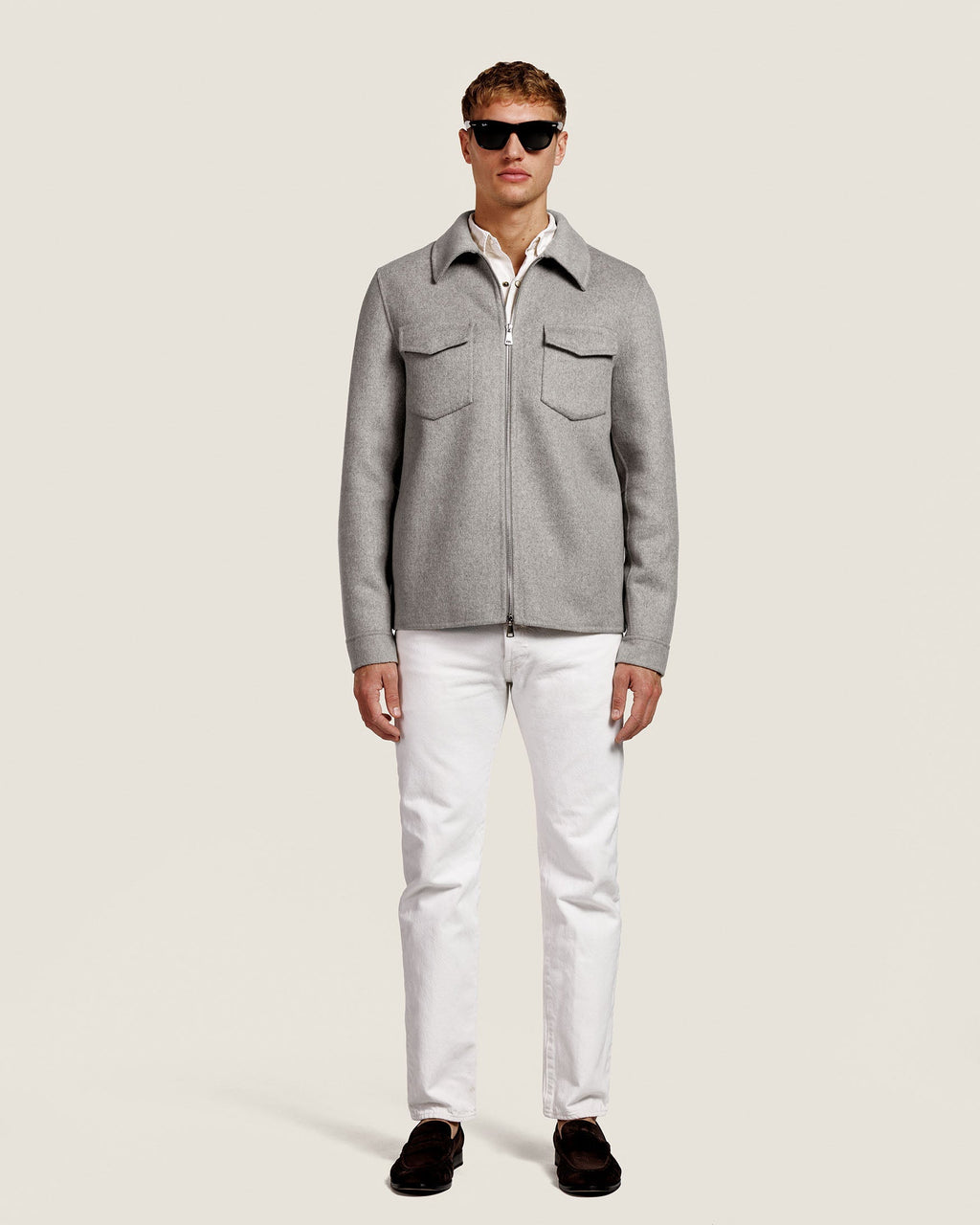 Wollen Overshirt met Rits en Borstzakken Heren 15