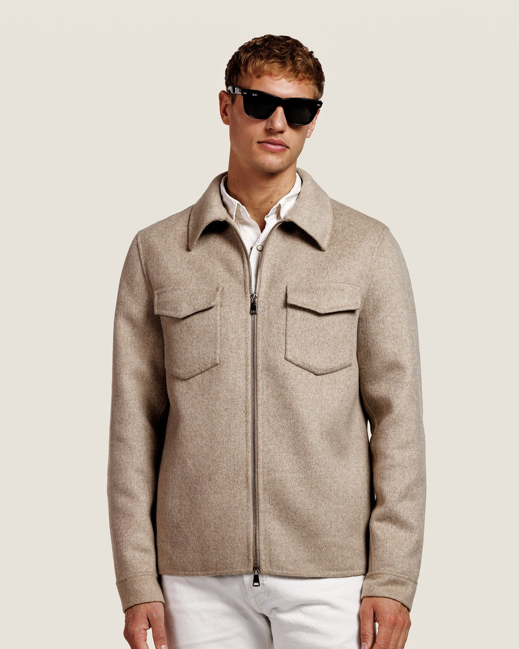 Wollen Overshirt met Rits en Borstzakken Heren 20