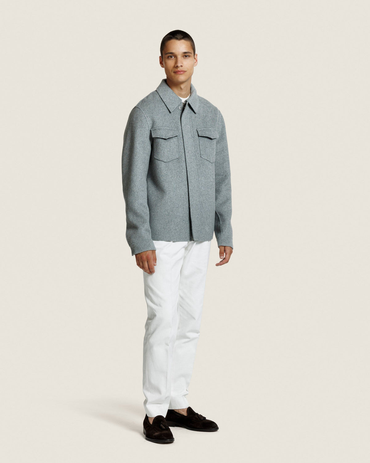 Wollen Overshirt met Verborgen Knoopsluiting Heren 2