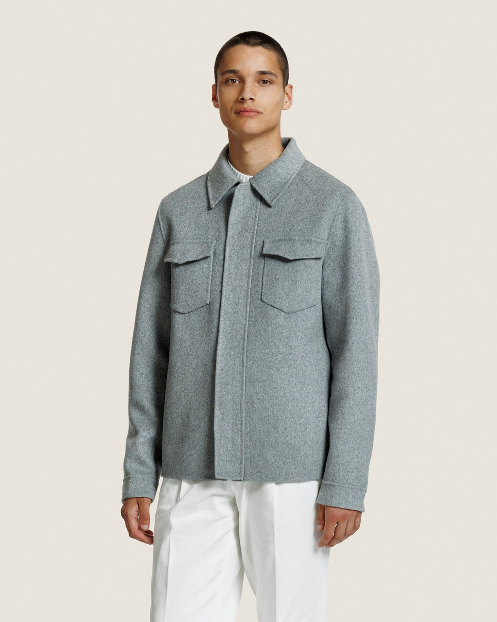 Wollen Overshirt met Verborgen Knoopsluiting Heren 4