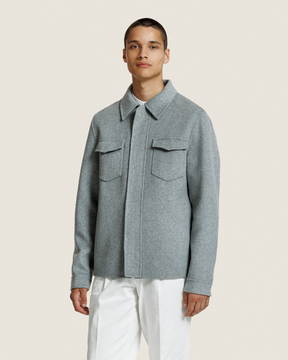 Wollen Overshirt met Verborgen Knoopsluiting Heren 4